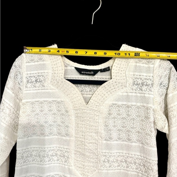 Stretch White Cream Lace and Beaded Long Sleeve Dress - Picture 7 of 7